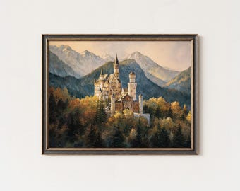 Vintage Willy Reinhardt Oil Painting – Neuschwanstein Castle in