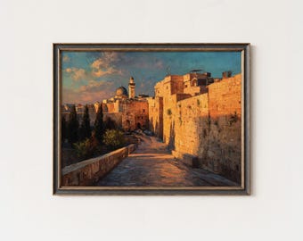Jerusalem Western Wall Art Print: Historic Israel Oil Painting