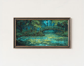 Estampa japonesa con estanque de nenúfares: Arte paisajístico inspirado en Monet