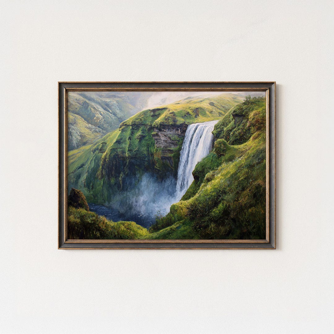Skógafoss Waterfall Wall Art | Iceland Watercolor Print | Nordic ...