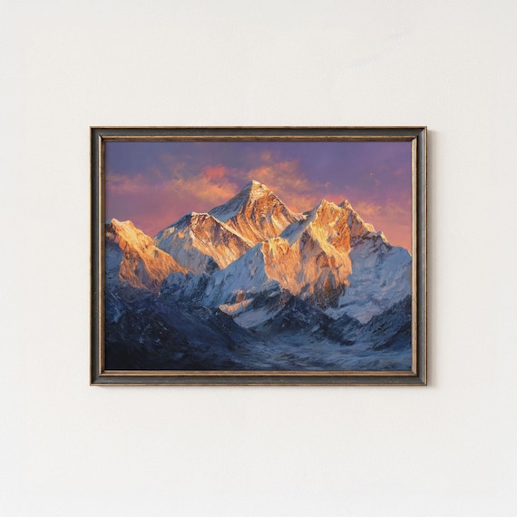 Mount Everest Alpenglow Print: Himalayan Sunset Landscape Art - Etsy