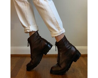 front zip combat boots
