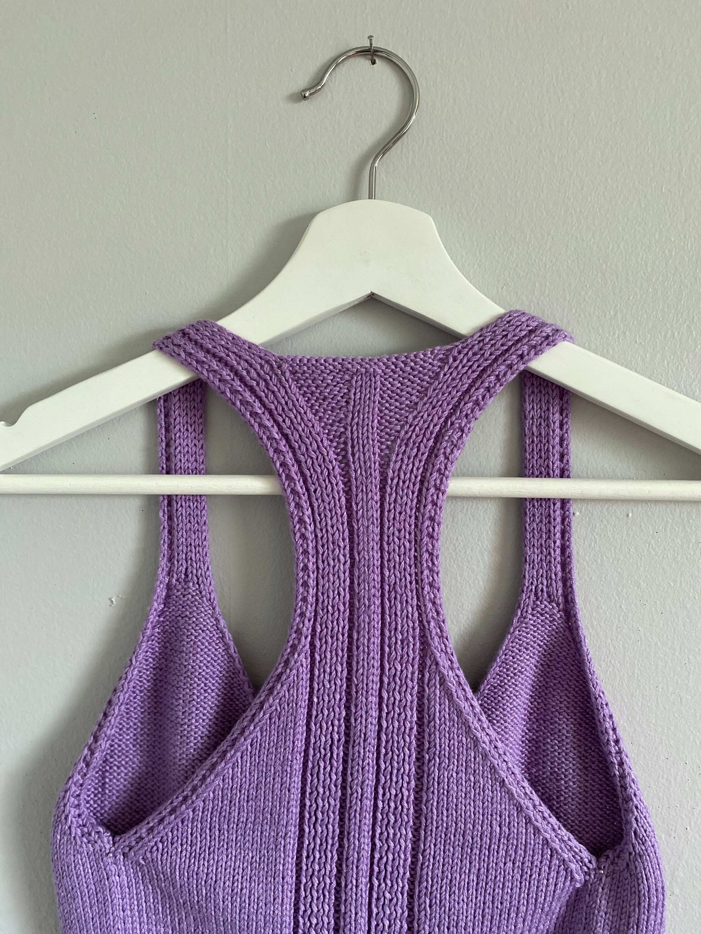 S/M Lavender hand knit Racerback Bralette Bra Top | Etsy