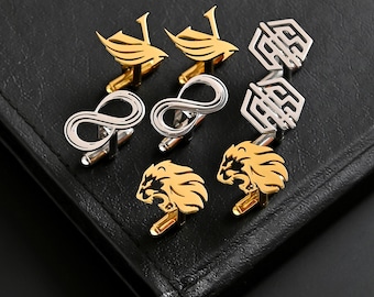 Gemelos con logotipo personalizado, regalos personalizados de acero inoxidable para padrinos de boda