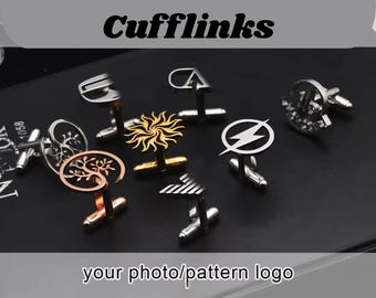 Custom Logo Cufflinks, Personalized Stainless Steel Groomsmen Gifts