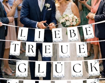 Hochzeitsgirlande Wimpel Hochzeitsbrauch nach Trauung symbolischer traditioneller Brauch zum durchschneiden personalisierbar Variante wählen