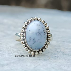 Dendritic Agate Ring, 925 Sterling Silver Ring, Charismas Gift For Her, Healing Gemstone, Statement Dendritic Agate Ring, Jewelry For Women