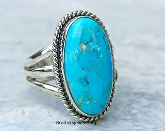 Kingman Turquoise Ring: Sterling Silver Gemstone