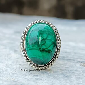 Malachite Gemstone Ring, 925 Sterling Silver Ring, Handmade Women Ring, Bohomagic Ring, Statement Ring, Malachite Ring, Gift For Girlfriend