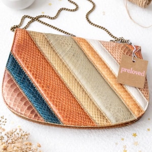 Vintage 1960s 70s Bags by Supreme Patchwork Snakeskin Clutch & Shoulder Bag  Exotic Python, Lizard Skin