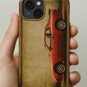 Classic Porsche 944 Tough Phone Case, Vintage Car Enthusiast Gift, Guards Red Porsche Cell Cover, Automotive Accessories, Car Lover Tech