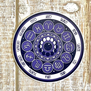 Astrología Signo del zodiaco Horóscopo Celestial Signo de nacimiento Estrella Lunar Místico Vinilo Etiqueta de botella de agua / Regalos por debajo de 5 dólares