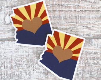 Arizona Love State Map Flag Sticker or Magnet | Gifts Under 5 Dollars