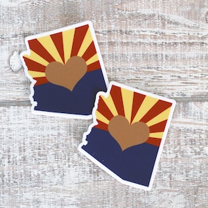 Pegatina o imán con la bandera del estado de Arizona Love / Regalos por menos de 5 dólares