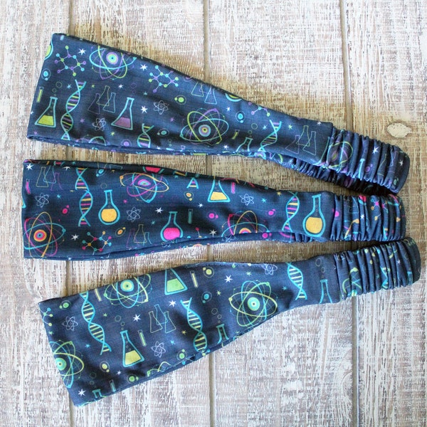 Midcentury Mod Science Chemistry Biology Scientist Nerd Geek Cute Yoga Active Knit Fabric Headband for Adult Women | Gifts Under 15 Dollars