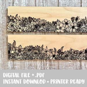 DESCARGA INSTANTÁNEA Dos letreros rectangulares con diseño floral bohemio, con diseño floral en formato SVG 4:1, listos para imprimir y listos para usar, para bodas, despedidas de soltera y decoración de guardería.