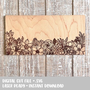 DIRECT DOWNLOADEN: SVG geschetst bloemen bloem Boho Boho bruiloft bruids douche rechthoek teken lasergesneden Glowforge klaar decor kinderkamer
