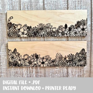 DESCARGA INSTANTÁNEA Dos SVG 3:1 Bocetos florales Flor Boho Boho Boda Despedida de Soltera Letreros rectangulares Láser Glowforge Listo Decoración de guardería
