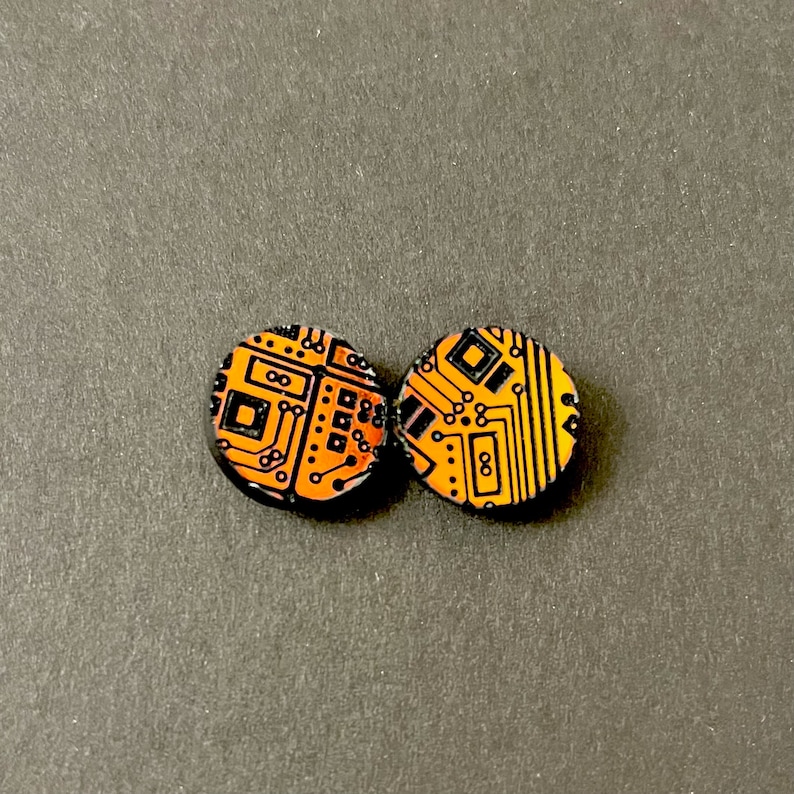 Nerd Geek Engineer Circuit Board Computer STEM Stud Earrings, Etched Multicolor Acrylic Jewelry, Lightweight Earrings Gifts Under 20 Sunset Iridescent