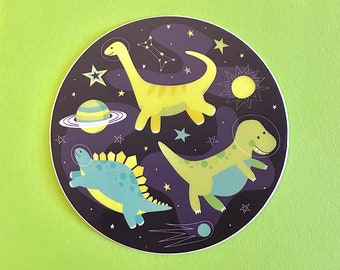Dinosaur Astronaut Vinyl Sticker | Cute Space T-Rex Rocket