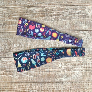 Science Headband: Chemistry, Biology, Physics Print Knit Fabric Headband