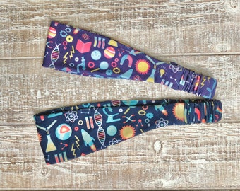 Science Chemistry Biology Physics Scientist Nerd Geek Cute Yoga Active Knit Fabric Headband for Adult Women | Gifts Under 15 Dollars