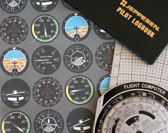 Flight Deck Airplane Instruments Fat Quarter Fabric