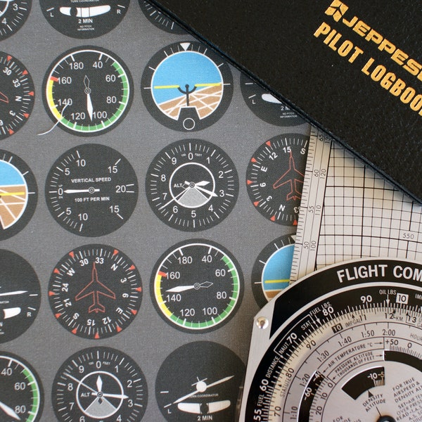 Flight Deck Airplane Instruments Fat Quarter Fabric