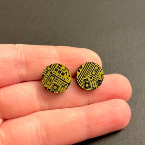 Nerd Geek Engineer Circuit Board Computer STEM Stud Earrings, Etched Multicolor Acrylic Jewelry, Lightweight Earrings Gifts Under 20 image 4