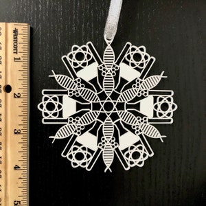 Science STEM Biology Chemistry DNA Snowflake Christmas Holiday Tree Laser Cut Acrylic Ornament image 3