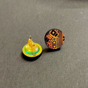 Nerd Geek Engineer Circuit Board Computer STEM Stud Earrings, Etched Multicolor Acrylic Jewelry, Lightweight Earrings Gifts Under 20 image 7