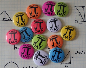 Party Pack: 50  Pi Day Colorful Nerdy Geeky Math 1" Pinback Button
