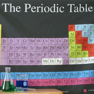 Periodic Table Dark Chemistry Science Cotton Fabric 1 Yard Panel image 1