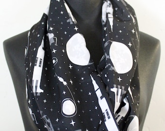 Apollo Space Moon Landing Rocket Spacecraft Aerospace Engineer Nerd Geek Girl Silky Infinity Scarf