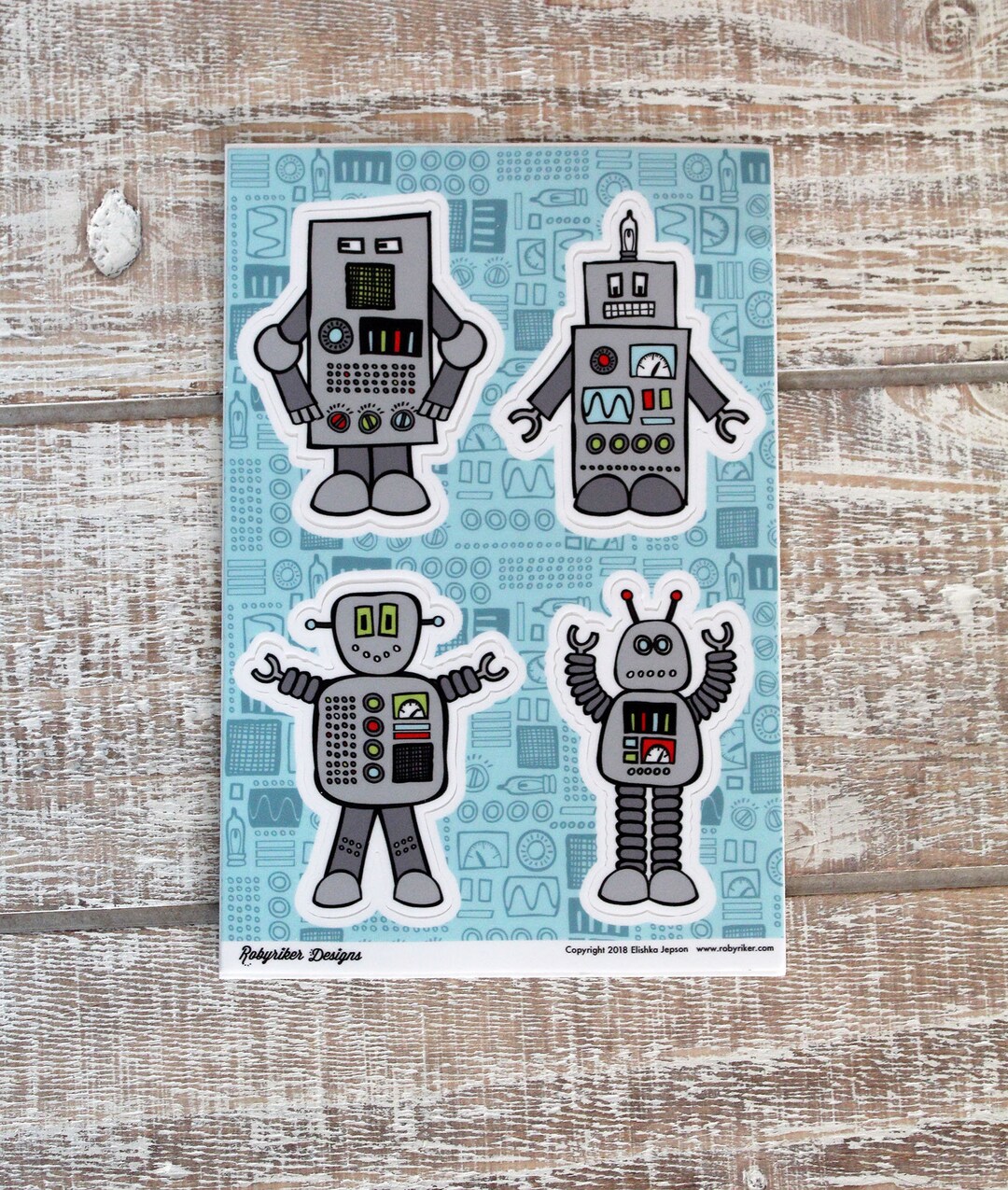 Retro Robot Vinyl Geek Nerd Stickers - Sticker Sheet of 4 | Gifts Under ...