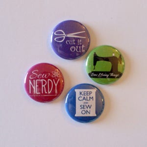 Sew Nerdy Sewing 1 inch Pinback Buttons | Gifts Under 5 Dollars