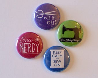 Sew Nerdy Sewing 1 inch Pinback Buttons | Gifts Under 5 Dollars