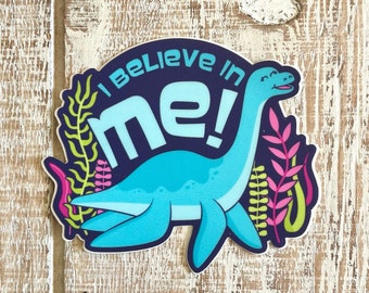 Nessie Loch Ness Sea Monster Motivational Optimism Mythical Animal Creature Cute Vinyl Waterbottle Sticker | Gifts Under 5 Dollars