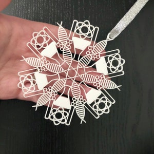 Science STEM Biology Chemistry DNA Snowflake Christmas Holiday Tree Laser Cut Acrylic Ornament image 2