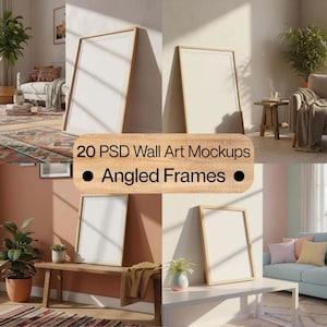 Angled Frame Mockups | Modern Interior Wall Art (Digital Download)