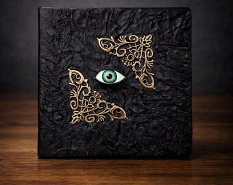 Gothic Grimoire Journal – Realistic Eye Spell Book Notebook – Dark Fantasy Mini Journal