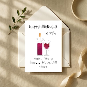 Funny 40th Birthday Card , Printable Birthday Card , Sister , Mom , Friend , Digital Download 5x7