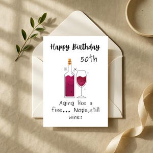 Carte d&#39;anniversaire drôle 50e, carte d&#39;anniversaire imprimable, soeur, maman, ami, téléchargement numérique 5 x 7