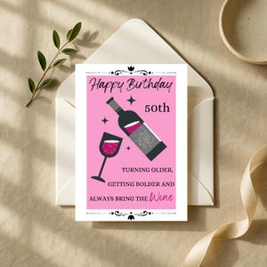 Carte d&#39;anniversaire drôle 50e, carte d&#39;anniversaire imprimable, soeur, maman, ami, téléchargement numérique 5 x 7