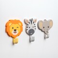 Self-Adhesive Wall Hooks for Kids: No-Drill Coat Hangers – Lion, Elephant, Zebra product logo