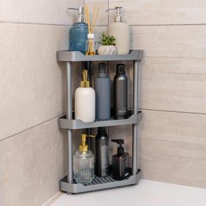 3-Tier-Eckduschablage - Geschlitztes rostfreies Badezimmerregal