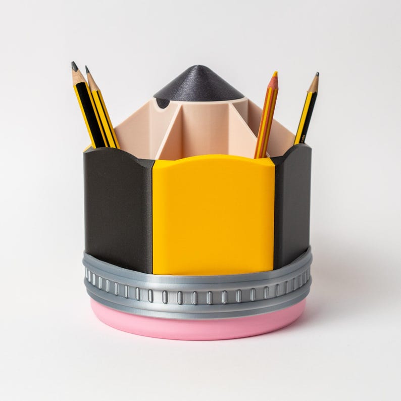Portalápices para niños: organizador de escritorio colorido para niños Black & Yellow