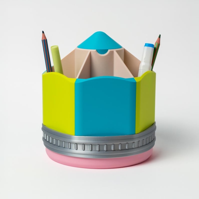 Portalápices para niños: organizador de escritorio colorido para niños Turquoise & Green