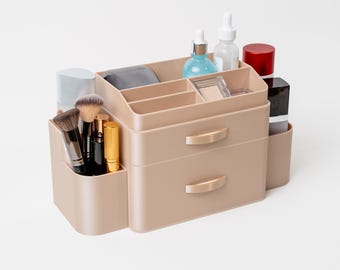 Makeup Organizer: Schreibtischaufbewahrung mit Schubladen für Kosmetik, Parfüm, Lippenstifte und Hautpflege