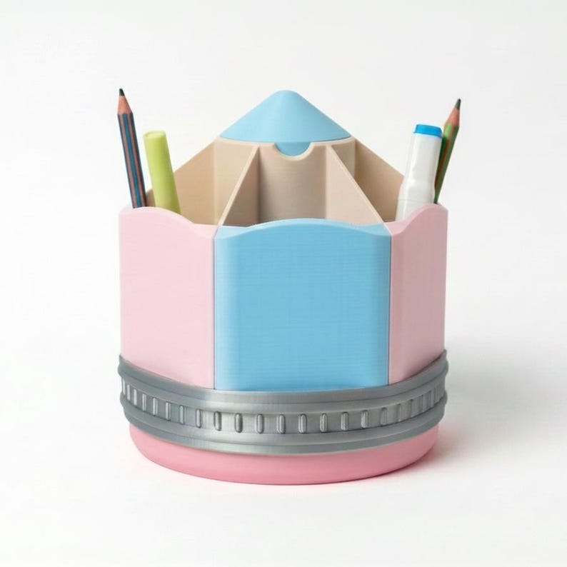 Portalápices para niños: organizador de escritorio colorido para niños Pink Sky